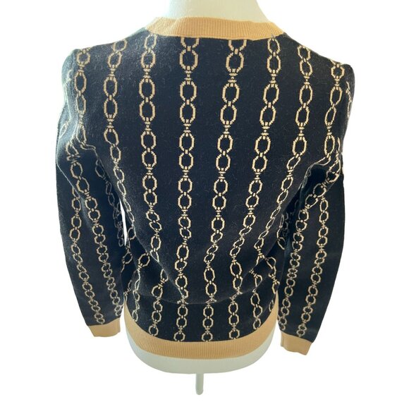 Ann Taylor XS Cardigan Sweater Black Chain Pattern Button-Up, Black Label,  New - Picture 7 of 8